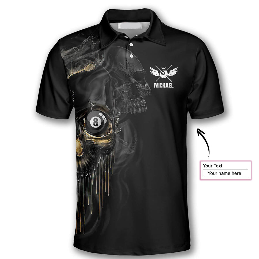 I Beat People With a Stick Skull Pattern Custom Billiard Shirts for Men, Custom Billiard for Team, Billiard Polo Shirts