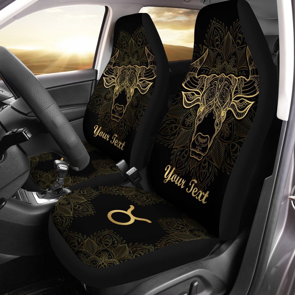 Personalized Name Taurus Car Seat Covers Custom Zodiac Sign Car Accessories - Gearcarcover - 1