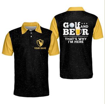 Personalized 3D Funny Golf Polo Shirts for Men Golf and Beer Men's Golf Shirts