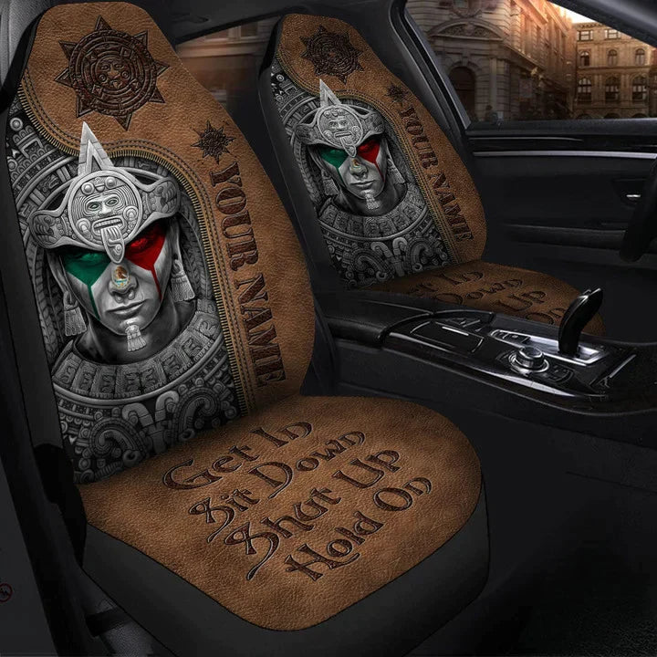 Personalized Name Mexico Aztec Calendar Hold on Funny Car Seat Covers