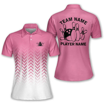 Personalized Pink Bowling Jerseys Shirts for Women, bowling polo shirt for Women