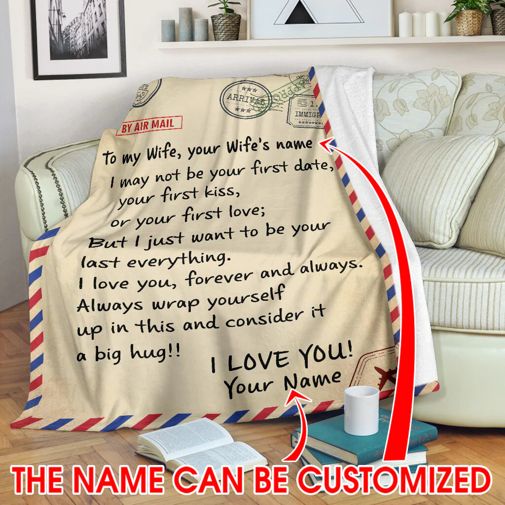 Personalized To My Wife By Air Mail Blanket Sofa Bed Throws Lightweight Cozy Bed Blanket Soft Suitable For All Season