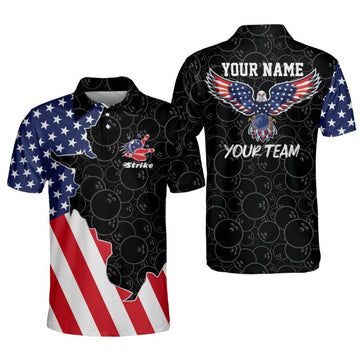 Personalized USA Bowling Shirts for Men, Polo Shirt for Sport Team