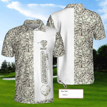 Personalized Dollar Golf Custom Polo Shirt Dollar Bill Pattern Polo Shirt Cool Golf Shirt For Men - 1