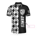 Personalized Golfaholic Custom Polo Shirt Black And White Argyle Pattern Polo Shirt Best Golf Shirt For Men - 5