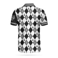 Personalized Golfaholic Custom Polo Shirt Black And White Argyle Pattern Polo Shirt Best Golf Shirt For Men - 2