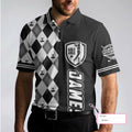 Personalized Golfaholic Custom Polo Shirt Black And White Argyle Pattern Polo Shirt Best Golf Shirt For Men - 6
