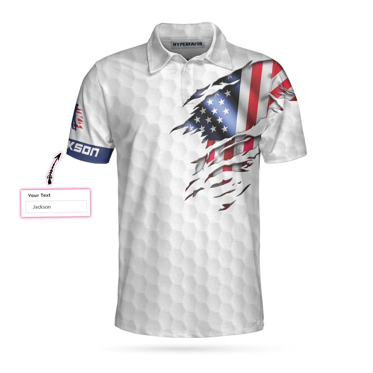 Personalized Patriotic American Flag Custom Polo Shirt White American Flag Golf Shirt For Golfers Best Golf Gift Idea - 4