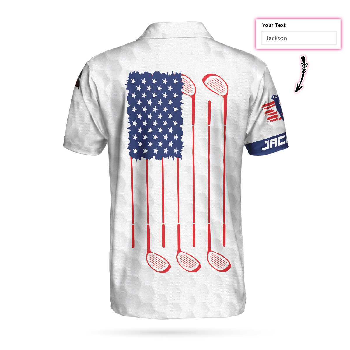 Personalized Patriotic American Flag Custom Polo Shirt White American Flag Golf Shirt For Golfers Best Golf Gift Idea - 3