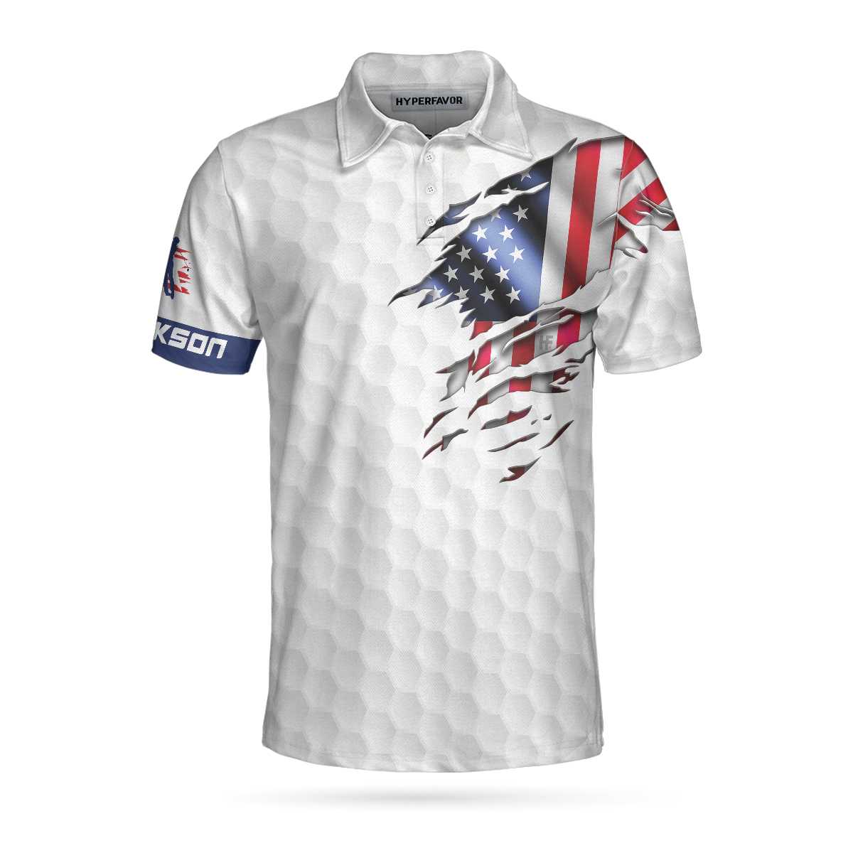 Personalized Patriotic American Flag Custom Polo Shirt White American Flag Golf Shirt For Golfers Best Golf Gift Idea - 2