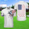 Personalized Patriotic American Flag Custom Polo Shirt White American Flag Golf Shirt For Golfers Best Golf Gift Idea - 1