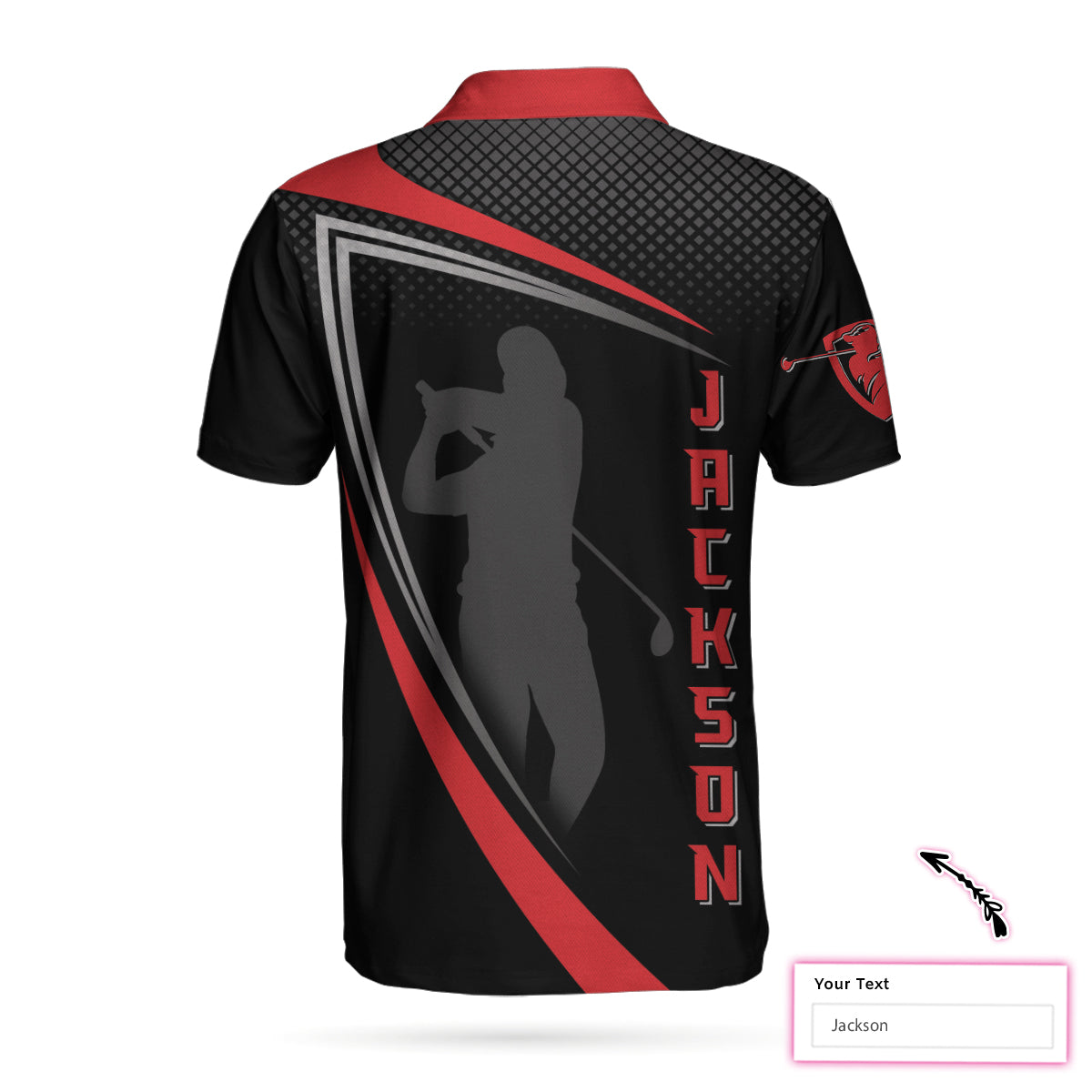 Personalized Red And Black Sport Golf Custom Polo Shirt Golfer Silhouette Polo Shirt Best Golf Shirt For Men - 2