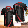 Personalized Red And Black Sport Golf Custom Polo Shirt Golfer Silhouette Polo Shirt Best Golf Shirt For Men - 1