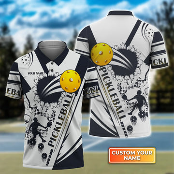 Personalized Name Pickleball Black And White 3D Polo Shirt Gift For Pickleball Player