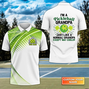 Pickleball Grandpa Like Normal Grandpa Personalized Name 3D Polo Shirt, Gift For Pickleball Player