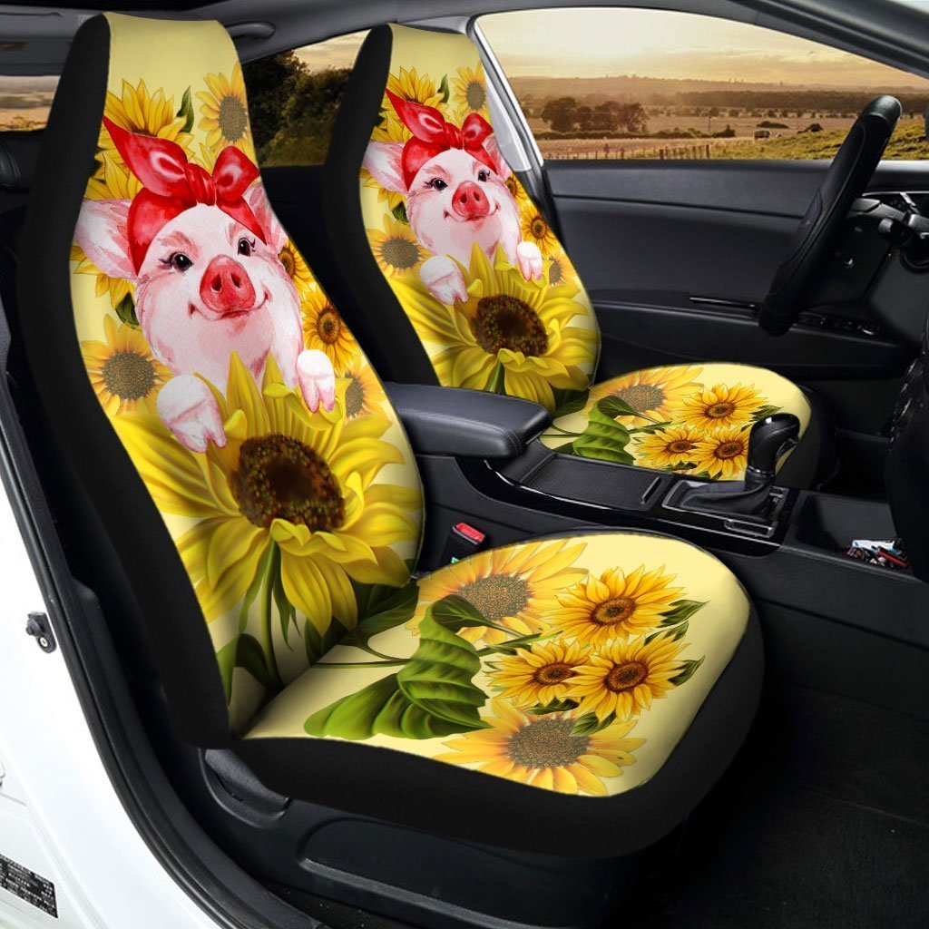 Pig Sunflower Car Seat Covers Cute Car Accessories - Gearcarcover - 1