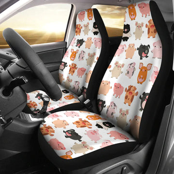 Pig Car Seat Covers Cartoon, Pig Front Bucket Seat Cover For Car