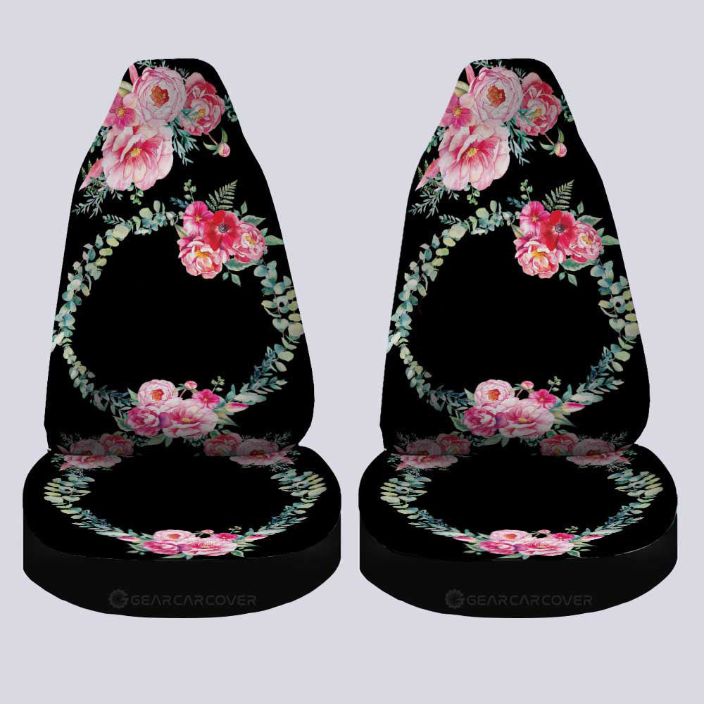 Pink Flowers Car Seat Covers Custom Personalized Name Car Accessories - Gearcarcover - 1