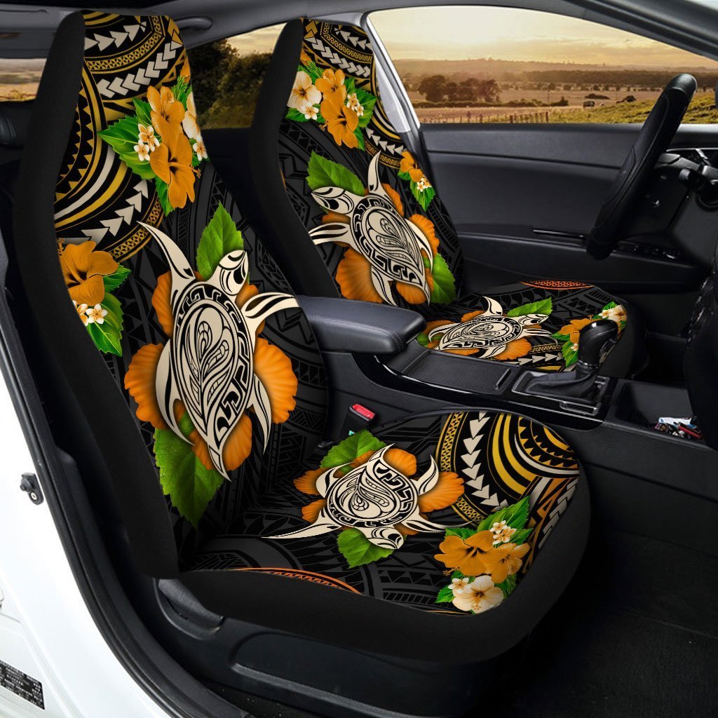 Polynesian Turtle Car Seat Covers Custom Hibiscus Flower - Gearcarcover - 1