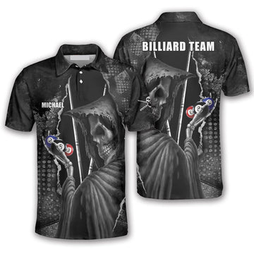 Pool Beast Custom Billiard skull Polo Shirts For Men, Billiard Shirt, Billiard Gift