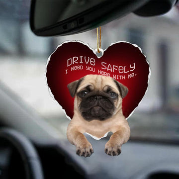 Pug 3 Drive Safely Car Hanging Ornament, Gift For Dog Lover