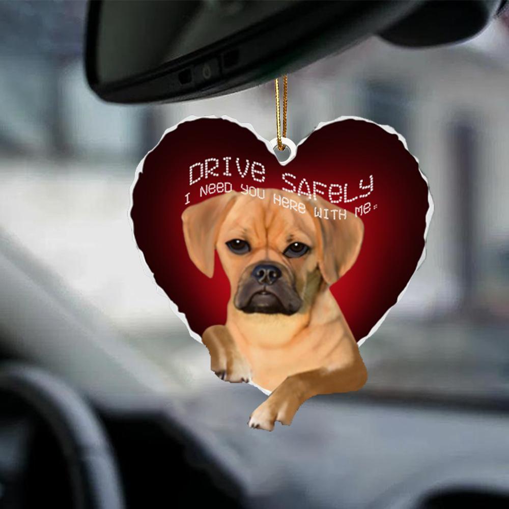 Puggle Drive Safely Car Hanging Ornament, Gift For Dog Lover