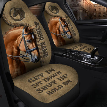 Personalized Horse Hold on Car Seat Covers Universal Fit, Car Front Seat Protector For Horse Lovers