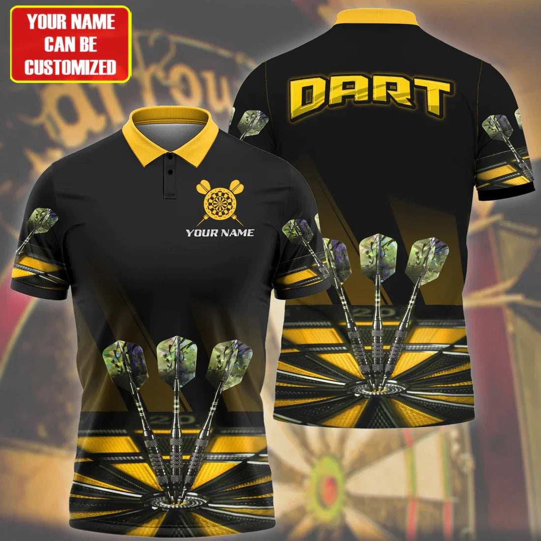 Personalized Name Purple Darts Polo shirt, Dart Player Uniform 3D Shirts, Present To Dart Lover