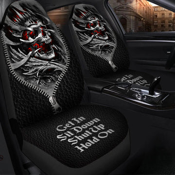 Skull Gothic Hold on Car Seat Covers Universal Fit Set 2