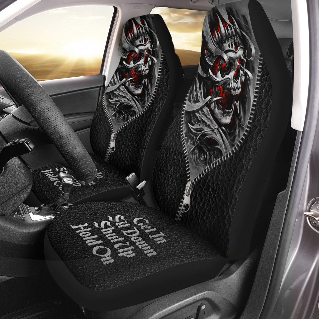 Skull Gothic Hold on Car Seat Covers Universal Fit Set 2 Q300803