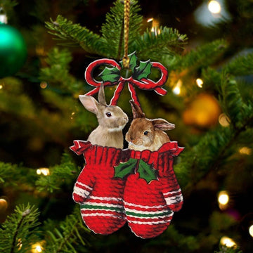 Rabbit Inside Your Gloves Christmas Holiday Two Sided Ornament, Gift For Dog Lovers