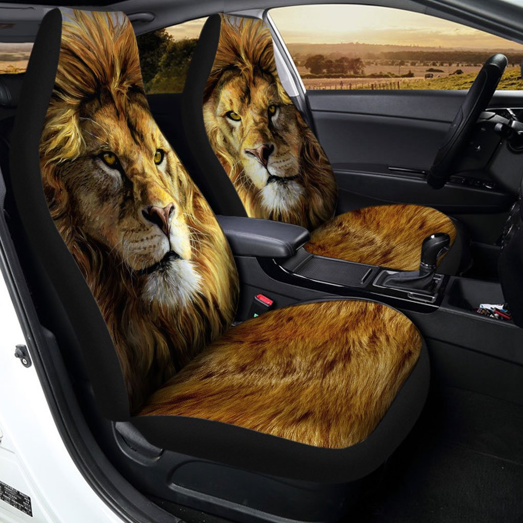 Real Cool Lion Car Seat Covers Custom Gift Idea For Dad - Gearcarcover - 1