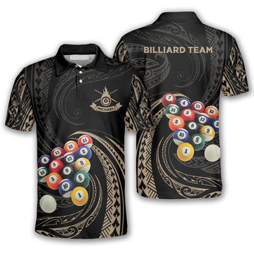 Roll Tribal Custom Billiard Shirts for Men, Men's Billiard Polo Shirts, Custom Billiard ball for Team