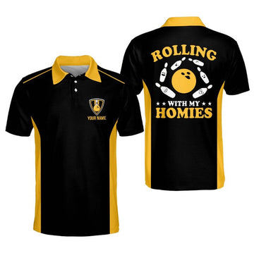 Rolling with My Homies Polo Shirt for men, Bowling team uniform, Gift for bowling lover