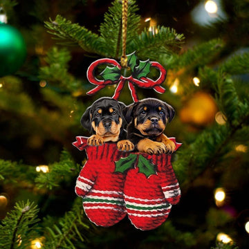 Rottweiler Inside Your Gloves Christmas Holiday Two Sided Ornament, Gift For Dog Lovers