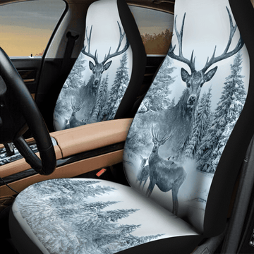 White Deer Hunting Car Seat Covers Winter, Cool Carseat Cover For Hunter