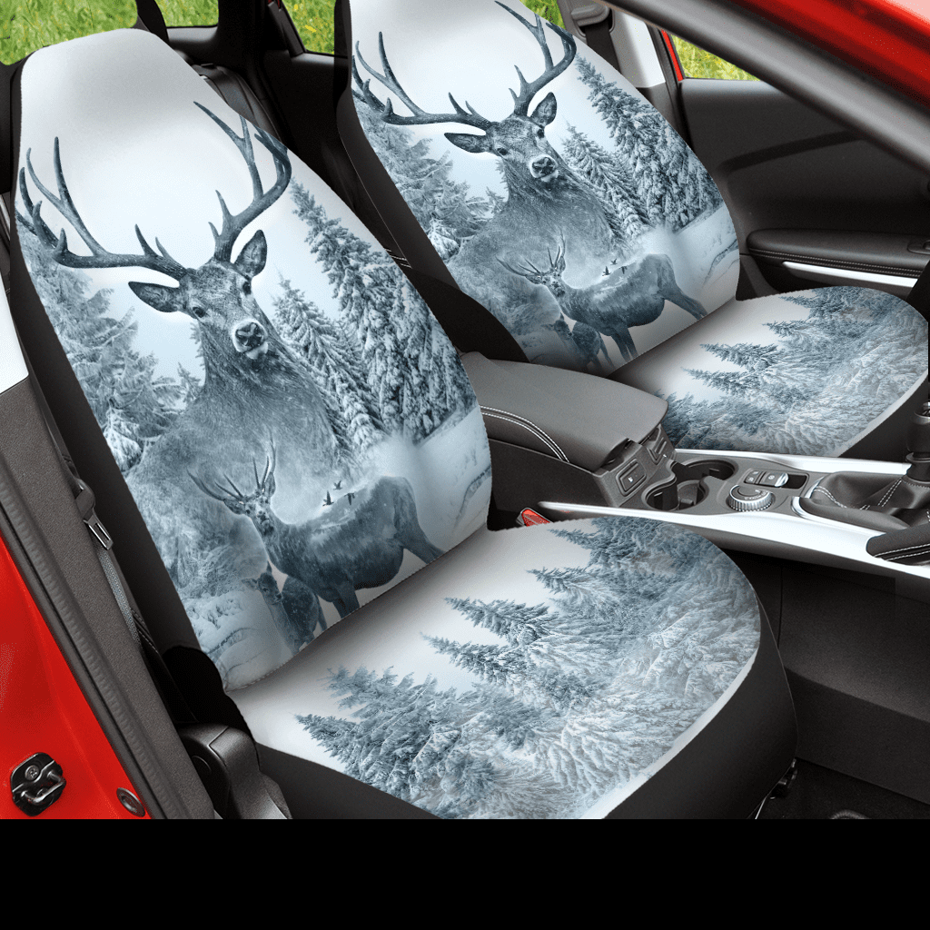 White Deer Hunting Car Seat Covers Winter, Cool Carseat Cover For Hunter