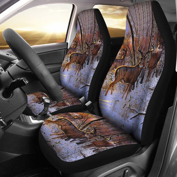 Winter Deer Car Seat Cover, Front Seat Cover For A Car With Lovely Deer