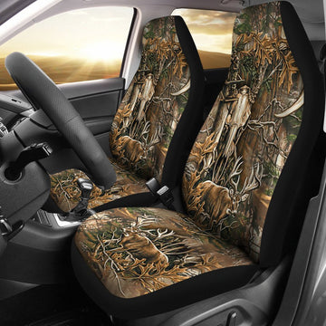 Deer Hunting Camo Pattern For Car Seat Covers, Front Carseat Covers Printed Deer Hunting