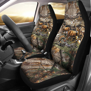 3D All Over Printed Deer Hunting With Carseat Cover, Front Seat Cover For A Car