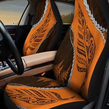 Maori Silver Fern Orange Aotearoa New Zealand Front Car Seat Cover