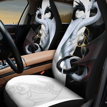 Yin Yang Dragon Car Seat Covers, Front Carseat Cover With Dragon