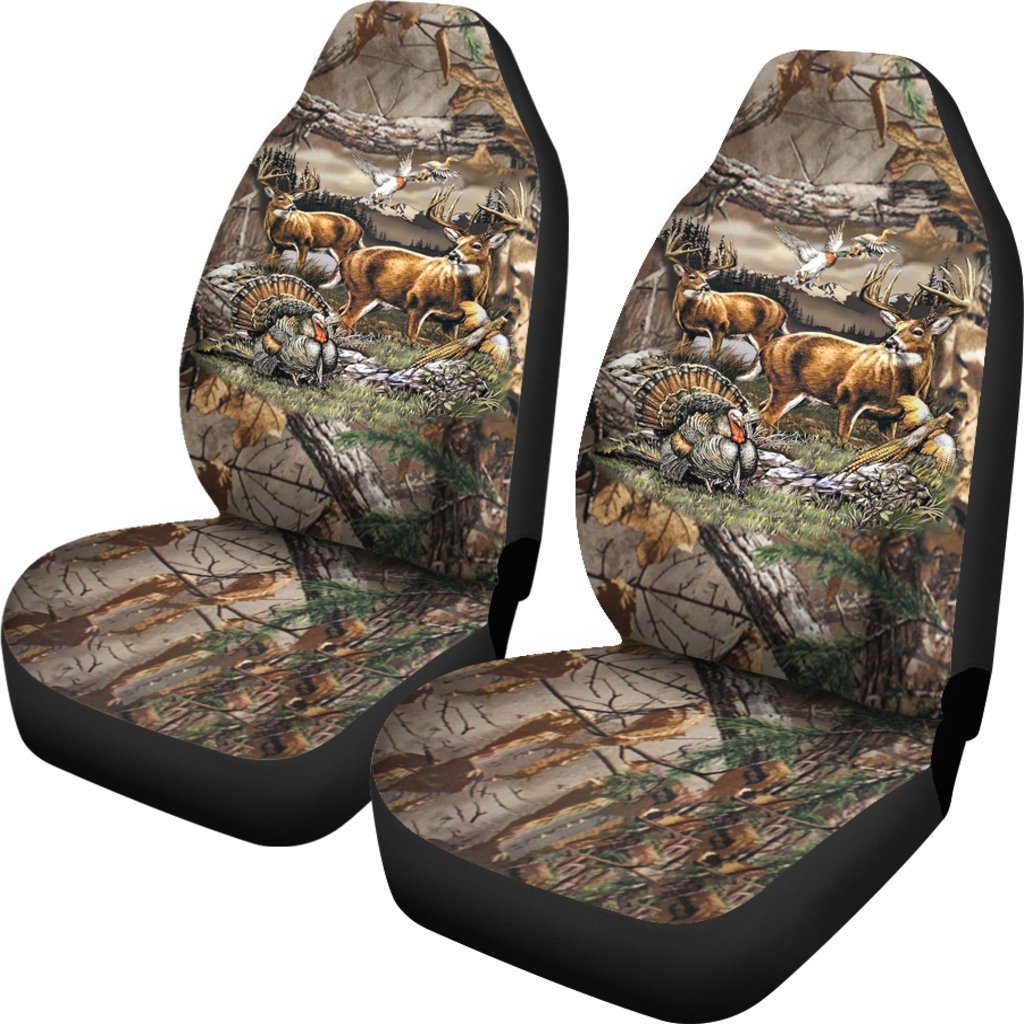 3D All Over Printed Deer Hunting With Carseat Cover, Front Seat Cover For A Car