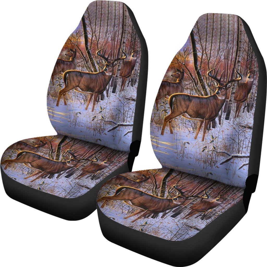 Winter Deer Car Seat Cover, Front Seat Cover For A Car With Lovely Deer