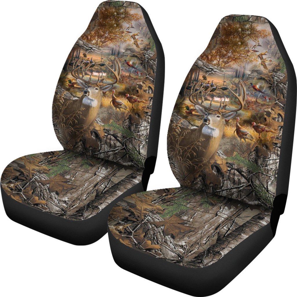 Deer Hunting Car Seat Covers For Hunter, Sublimation Deer Hunting On Front Carseat Covers