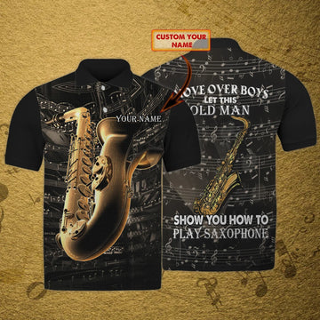 Saxophone Personalized Name 3D Polo Shirt For saxophone player