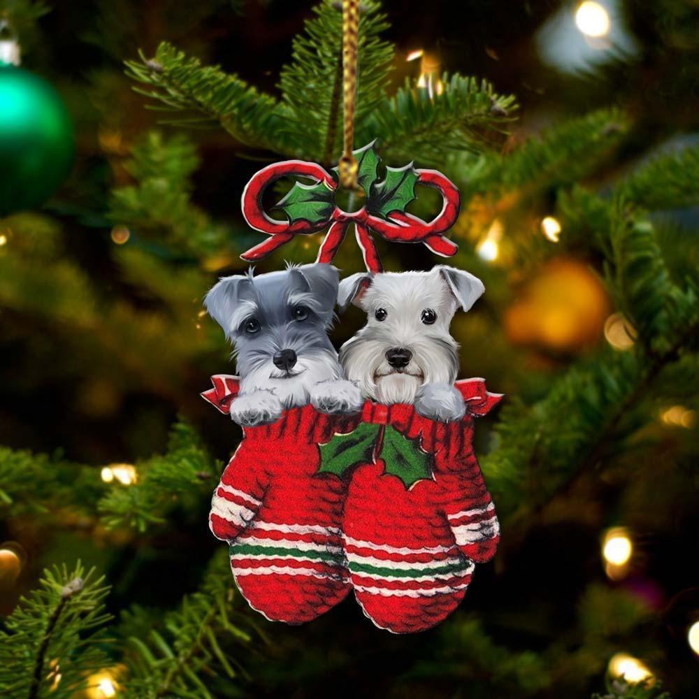 Schnauzer Inside Your Gloves Christmas Holiday Two Sided Ornament, Gift For Dog Lovers