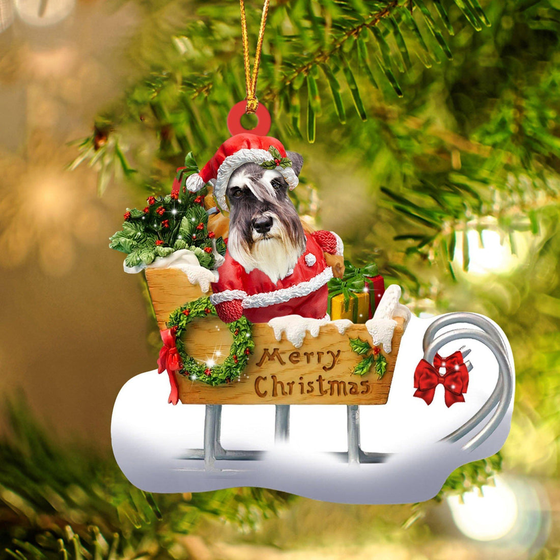 Schnauzer Merry Christmas Ornament, Gift For Dog Lover