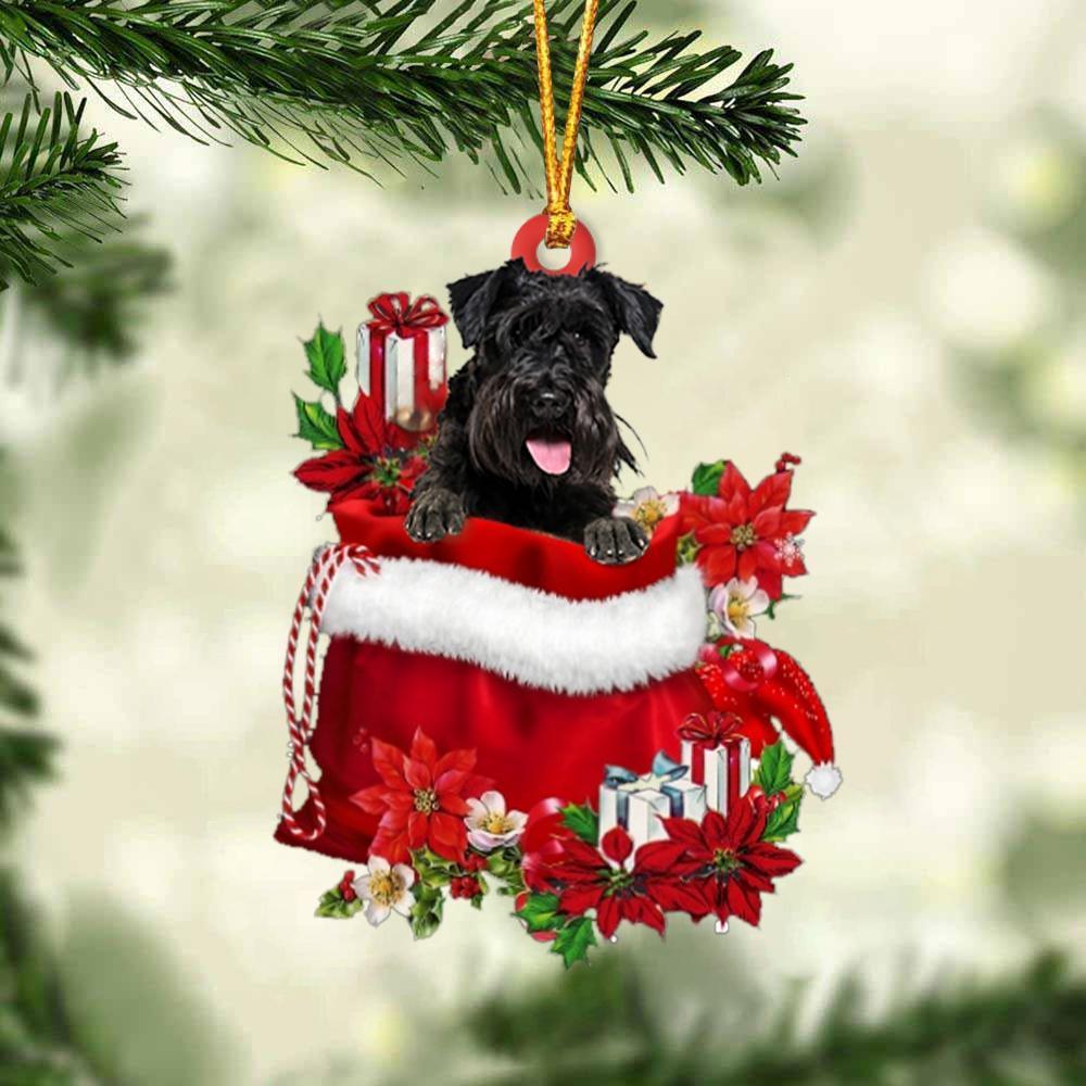 Schnauzer In Gift Bag Christmas Ornament, Gift For Dog Lovers