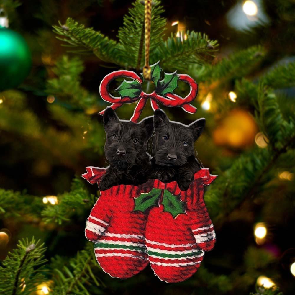 Scottish Terrier Inside Your Gloves Christmas Holiday Two Sided Ornament, Gift For Dog Lovers